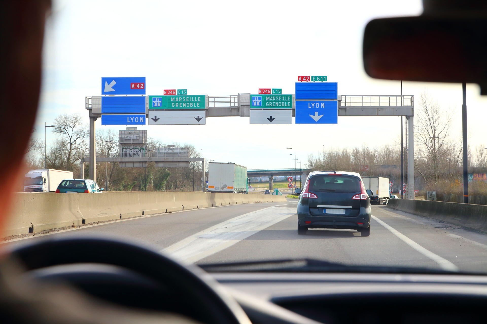 Highway traffic to Lyon in France